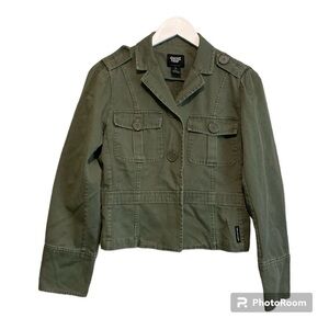 Coffee Shop Woman’s Green 100% Cotton Denim Jacket | Size Medium